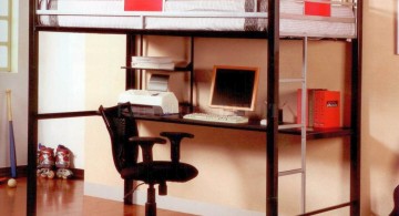 minimalistic loft bed with desk white