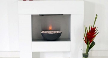 minimalistic modern white fireplace design