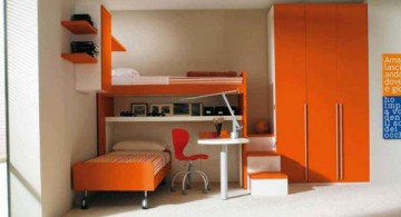 minimalistic orange funky bunk beds