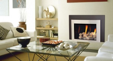 modern fireplace designs with glass and white and grey border