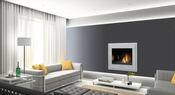 modern fireplace designs with glass built in white border