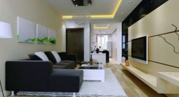 modern long living room ideas in monochrome