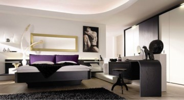 modern mens bedroom in monochrome