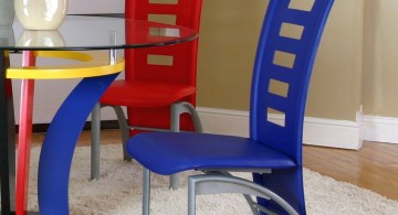 modern multi colored dining chairs with matching table