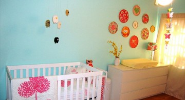 modern nursery room design ideas in blue and pink