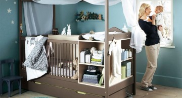 modern nursery room design ideas with baby cribs that also works as storage