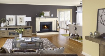 modern painted floors inspiration for room with contemporary fireplace