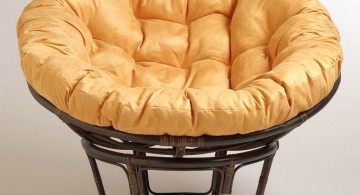 modern papasan chair with soft orange cushion