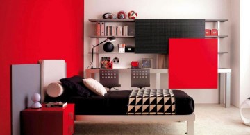 modern red and black bedroom