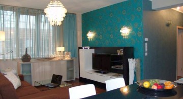 modern turquoise living room