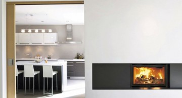 modern white fireplace design as wall divider
