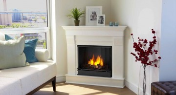 modern white fireplace design in the corner