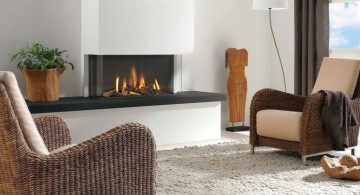 modern white fireplace design on a lounge