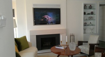 modern white fireplace design under the tv