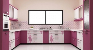 modular kitchen designs U shaped in purple for small kitchens