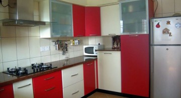 modular kitchen designs in simple red and white