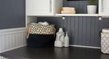 monochromatic small laundry room designs