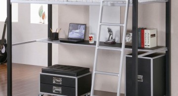 monochrome and masculine loft bed with desk white