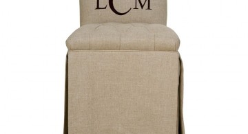 monogramed vanity chair with skirt