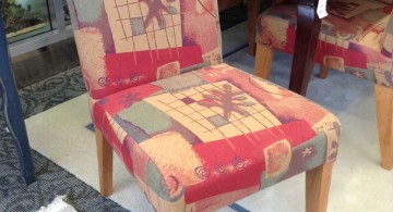 multi colored dining chairs in pink