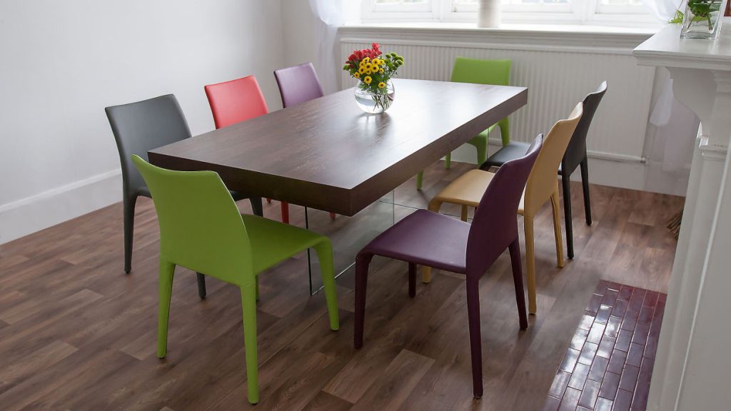 Dining Room Table With Different Colored Chairs