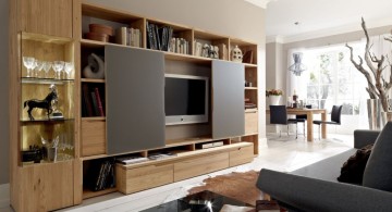 multipurpose wall shelving units for living room with slide doors