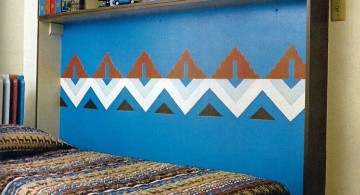 murphy bed design ideas for small rooms in blue and ethnic pattern