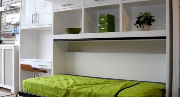 murphy bed design ideas for small rooms in green and white cabinets