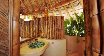 natural looking bamboo themed bathroom