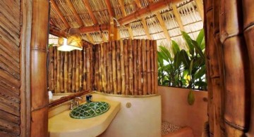 natural looking bamboo themed bathroom