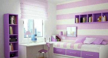 nice rooms for girls with sofa bed and purple stripes wall