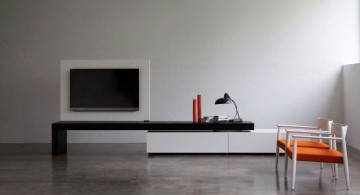 orange chairs and swivel TV shelf minimalist modern furniture