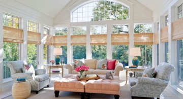 pastel-colored room designs for wide living room with skylight