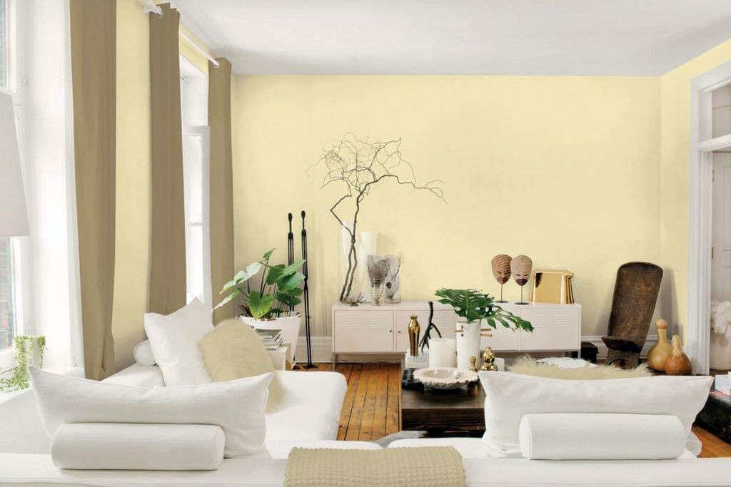 pastel-colored room designs with cream wall and white furnitures