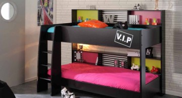 pink and black bedroom decor for bunk beds