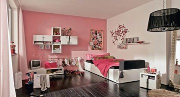 pink and black bedroom decor for girls with flower wall decals