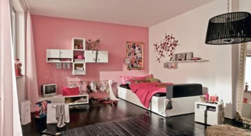 pink colored wall awesome rooms for girls with vintage lamp