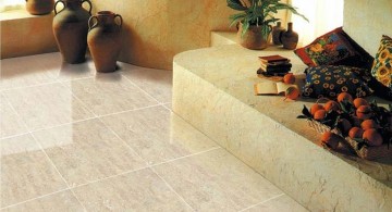 polished white marble tile flooring ideas for living room