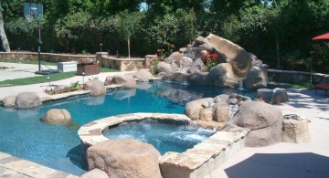 pool with spa designs next to basketball arena for sport club