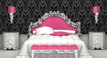 princess style pink and black bedroom decor