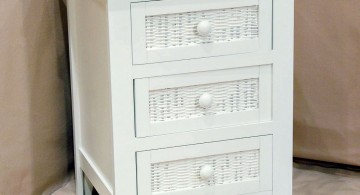 rattan textured modern nightstands white