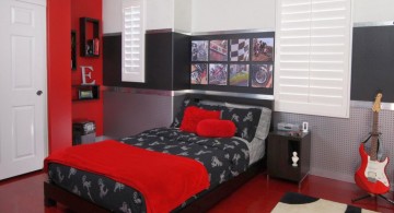 red black and white bedroom ideas with red floor