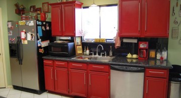 red lacquer kitchen cabinet for small kitchen