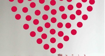 red polkadot heart diy bedroom art