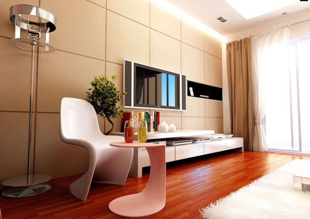 retro contemporary beige living room walls