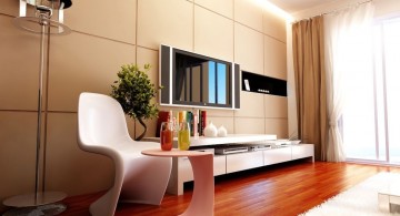 retro contemporary beige living room walls