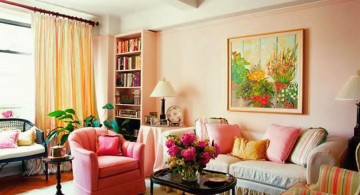 retro living room ideas in bright pastel colors