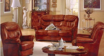 retro living room ideas with plush leather couches