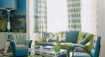 retro turquoise living room