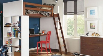 rustic adult loft bed with stairs for small rooms